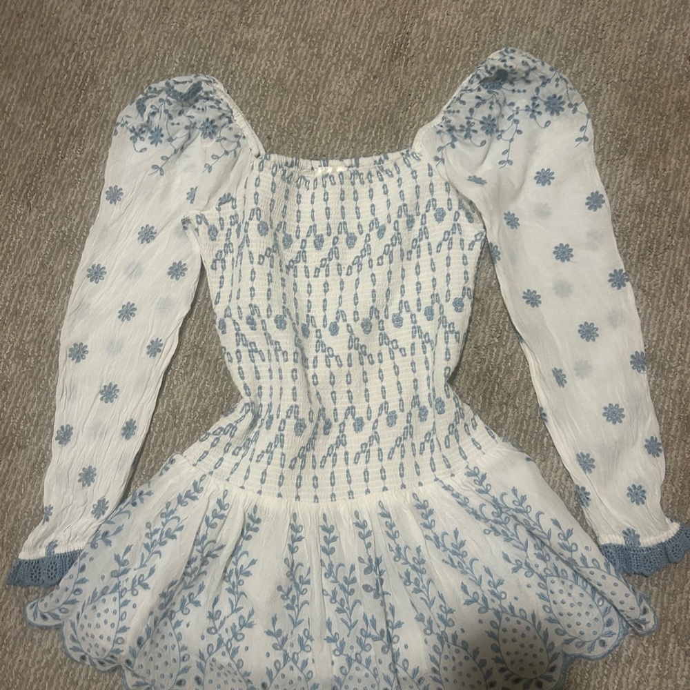 LoveShackFancy blue and white Jayce dress - Picture 2 of 3